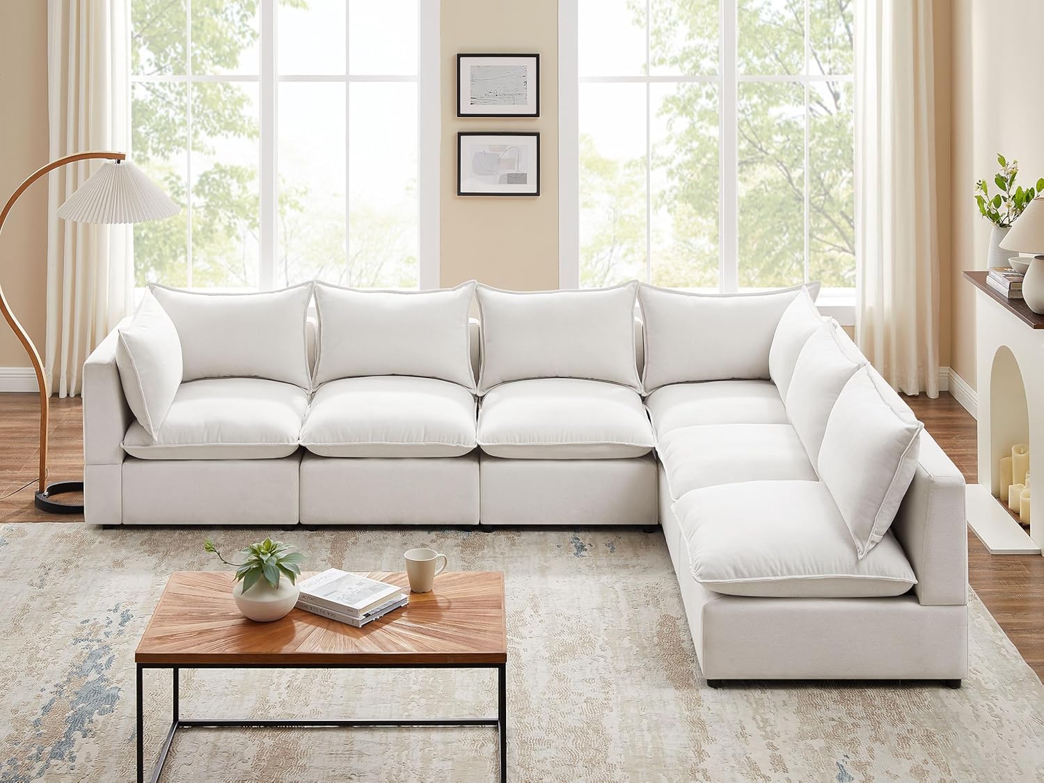 VANOMi Modular Sectional Sofa, 5 Seater Sofa with Reversible Chaise for Living Room, L Shape Sofa