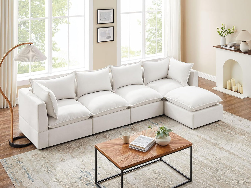 VANOMi Modular Sectional Sofa, 5 Seater Sofa with Reversible Chaise for Living Room, L Shape Sofa