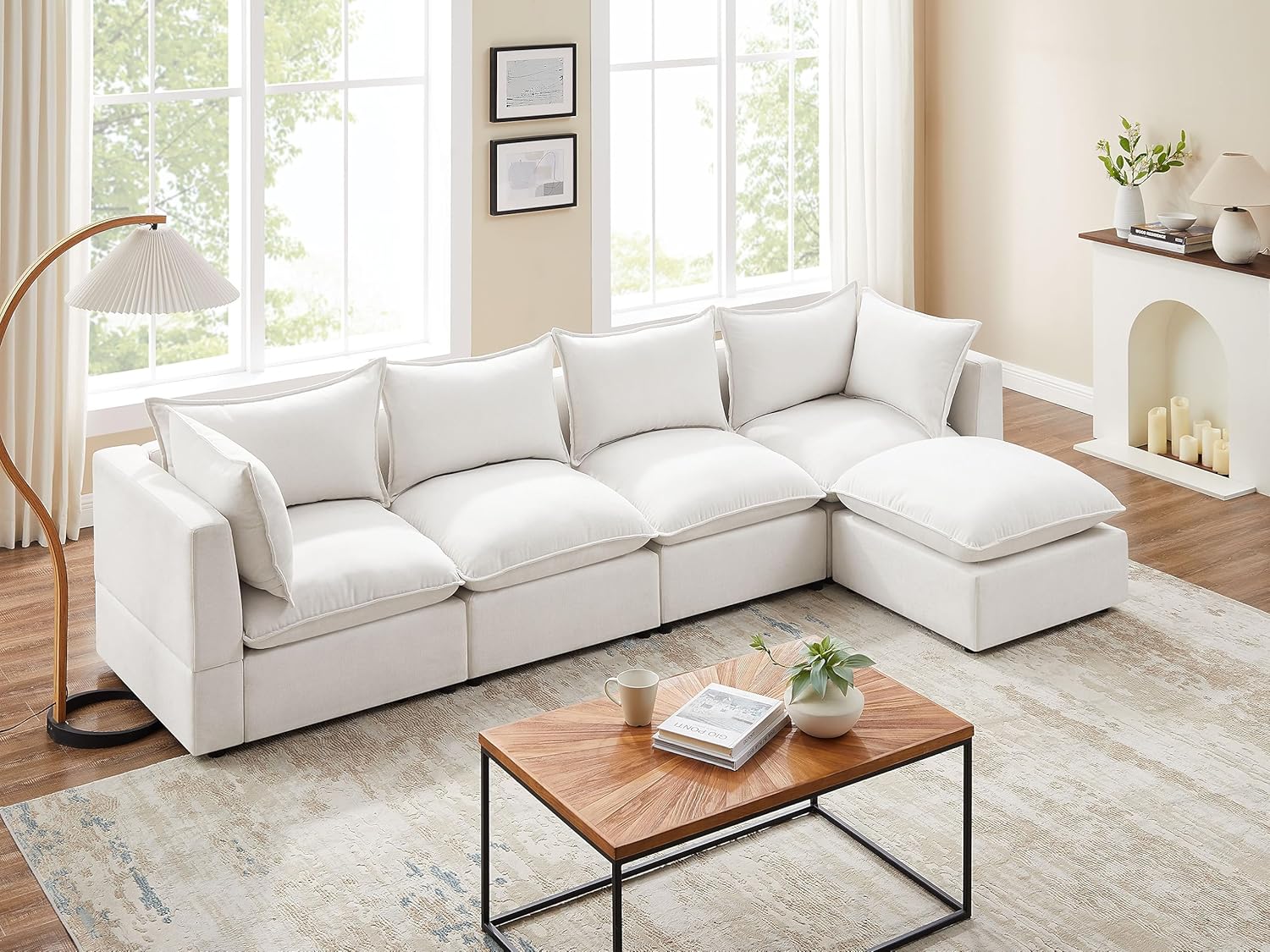 VANOMi Modular Sectional Sofa, 5 Seater Sofa with Reversible Chaise for Living Room, L Shape Sofa
