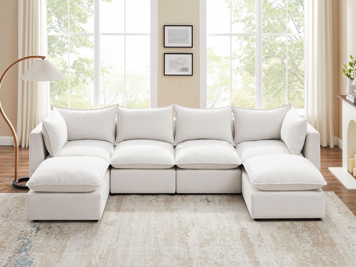 VANOMi Modular Sectional Sofa, 5 Seater Sofa with Reversible Chaise for Living Room, L Shape Sofa